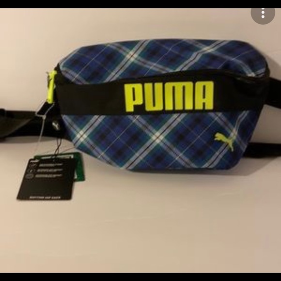 NWT PUMA FANNY PACK RHYTHM HIP SACK BLUE AND GREEN PLAID. - Picture 5 of 14